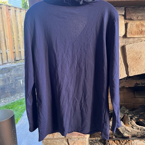 Temperley London Navy Blue Satin Collar Long Sleeve Top Medium - Picture 4 of 6